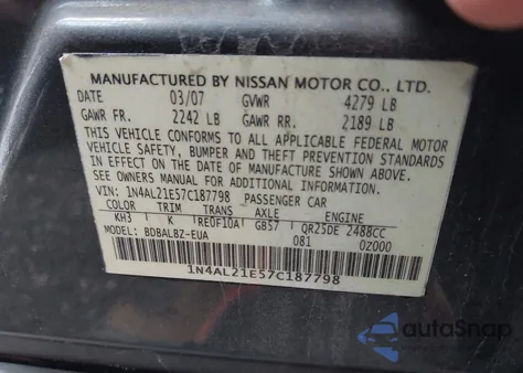 2010 Nissan Altima 2.5 S from USA, damaged, VIN 1N4AL2AP8AN538927